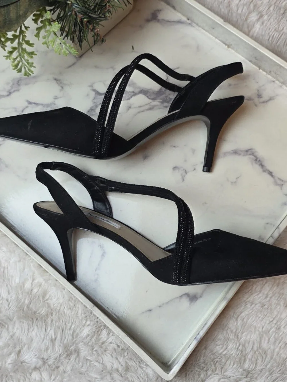 NINA Tansy Black Beaded Pointed Toe Pump Heel Wedding Holiday Formal Size 11